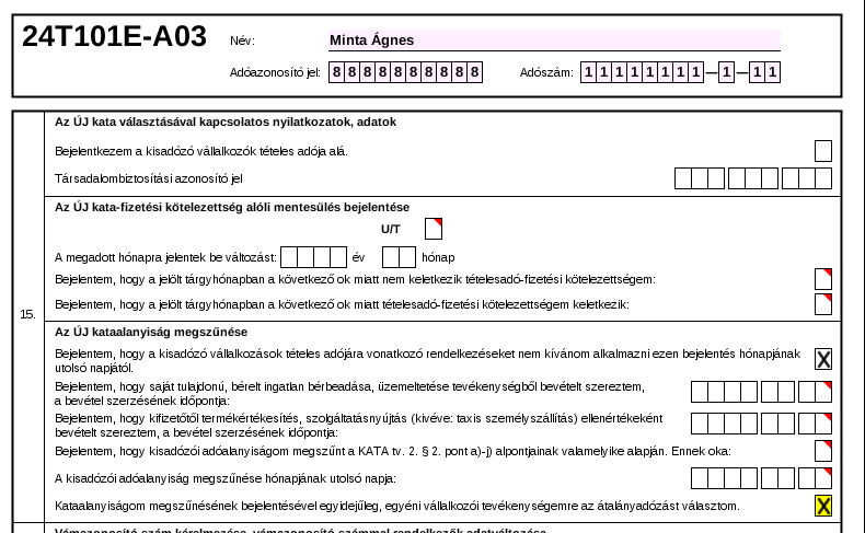 Egyeni Vallalkozo Kata Bejelentkezes Nyomtatvany